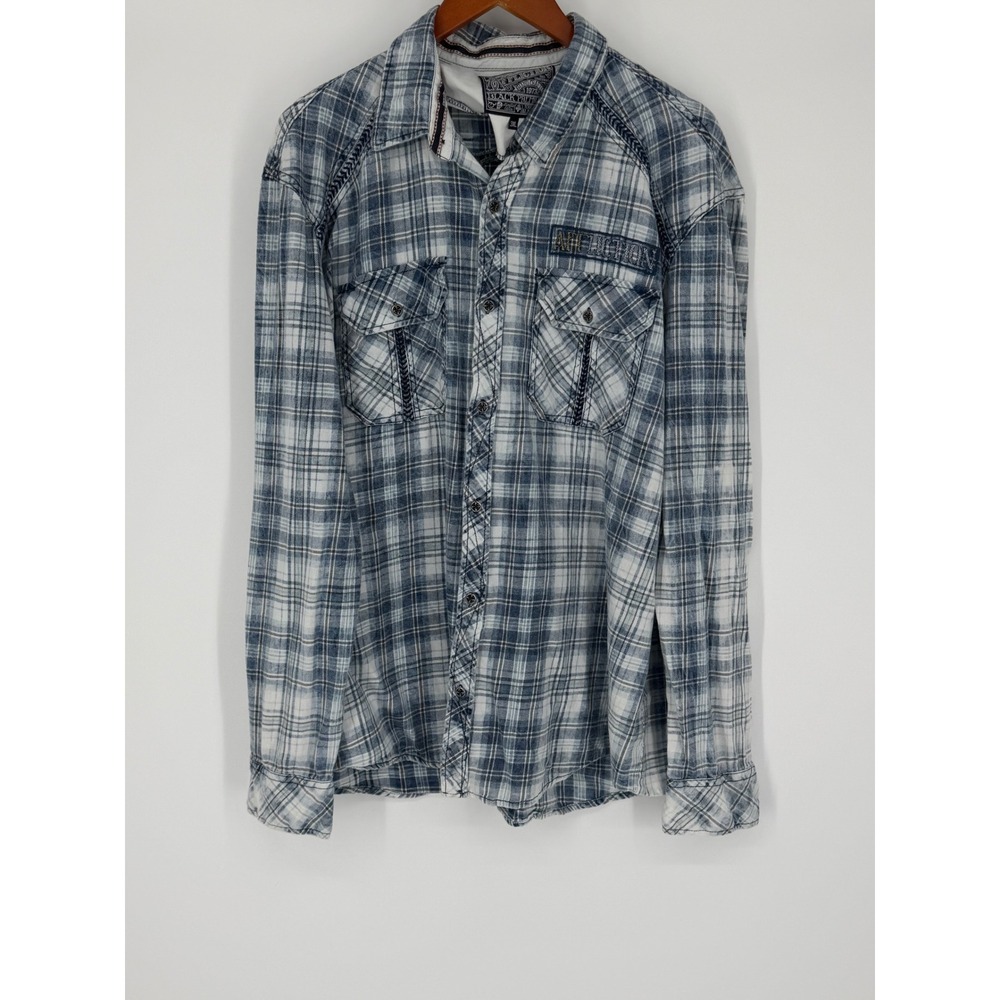 Affliction Mens Button Down Shirt 3XL Vintage Y2K Grunge Embroidered Streetwear